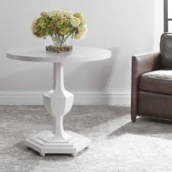 UTTERMOST Console Tables BARDOT GLOSS WHITE FOYER TABLE