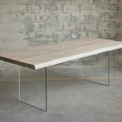 URBIA Kitchen + Dining BROOKS LIVE EDGE DINING TABLE: WHITE WASH