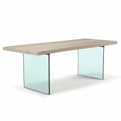URBIA Kitchen + Dining BROOKS LIVE EDGE DINING TABLE: WHITE WASH