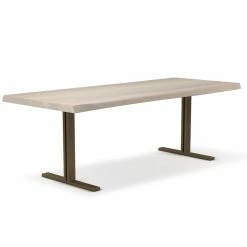 URBIA Kitchen + Dining BROOKS LIVE EDGE DINING TABLE: WHITE WASH