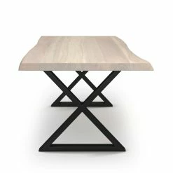 URBIA Kitchen + Dining BROOKS LIVE EDGE DINING TABLE: WHITE WASH