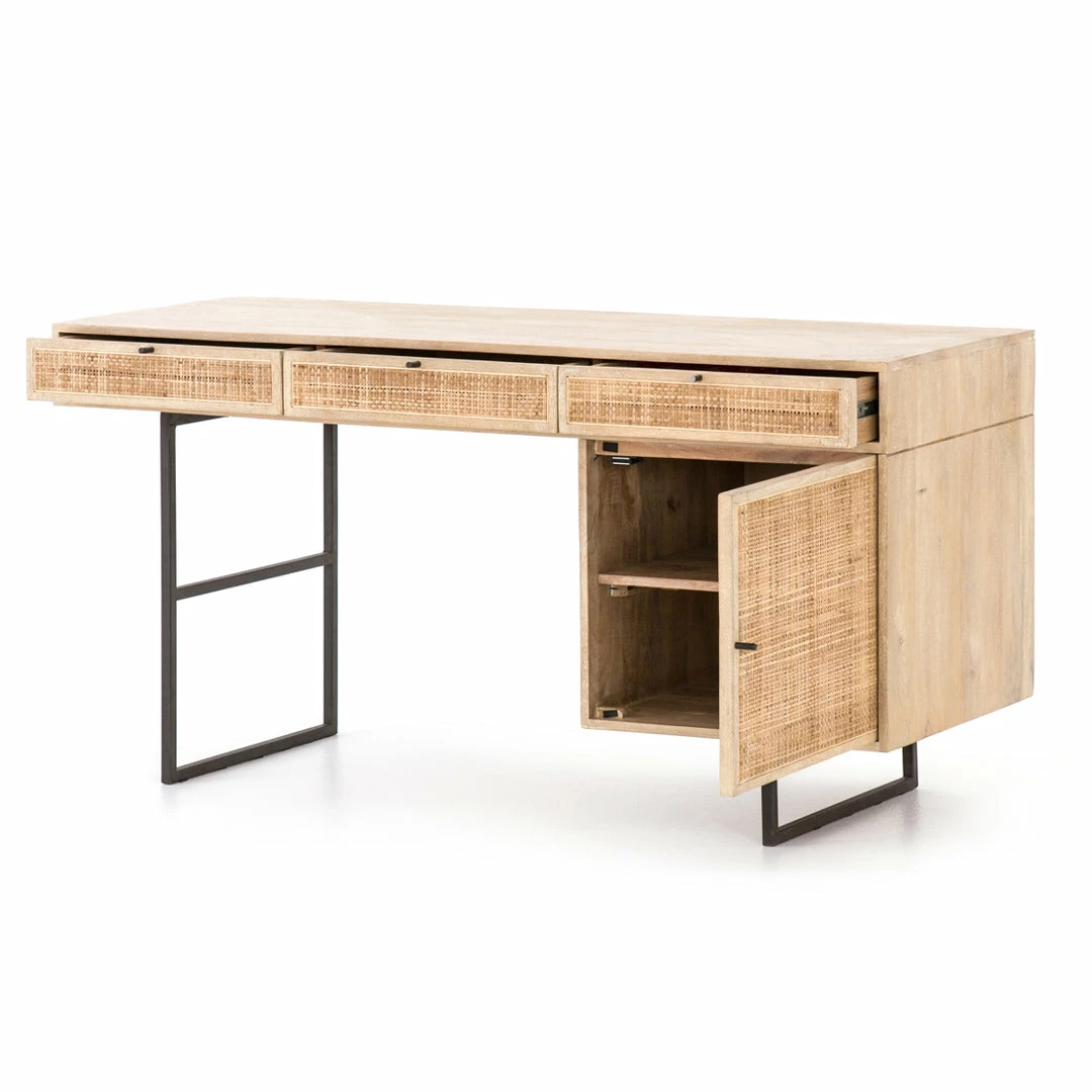Flash Sale ๐ FOUR HANDS CARMEL NATURAL MANGO WOOD + CANE DESK Furniture โ 2 FOUR HANDS CARMEL NATURAL MANGO WOOD + CANE DESK Furniture