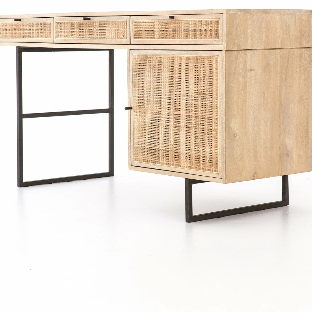 Flash Sale ๐ FOUR HANDS CARMEL NATURAL MANGO WOOD + CANE DESK Furniture โ 6 FOUR HANDS CARMEL NATURAL MANGO WOOD + CANE DESK Furniture