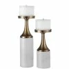 UTTERMOST CASTIEL WHITE MARBLE CANDLE HOLDERS | SET OF 2