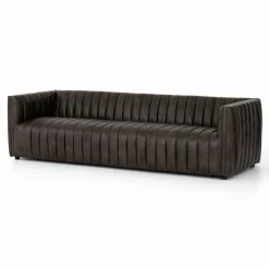 FOUR HANDS Furniture AUGUSTINE CHANNEL TUFTED LEATHER SOFA