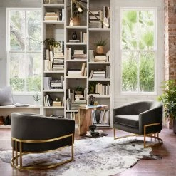 FOUR HANDS Furniture CORBIN VELVET + BRASS ACCENT CHAIR