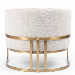 FOUR HANDS CORBIN CREAM BOUCLE + BRASS ACCENT CHAIR