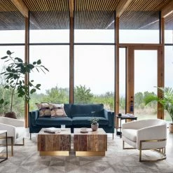 FOUR HANDS CORBIN CREAM BOUCLE + BRASS ACCENT CHAIR