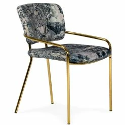 VIG COSETTE VINTAGE PRINT VELVET DINING CHAIR
