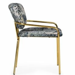 VIG COSETTE VINTAGE PRINT VELVET DINING CHAIR