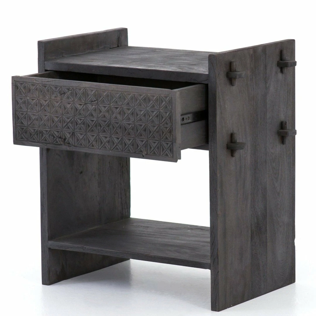 Best Pirce 👏 FOUR HANDS COLUMBUS NIGHTSTAND: DARK TOTEM Furniture 😍 2 FOUR HANDS COLUMBUS NIGHTSTAND: DARK TOTEM Furniture