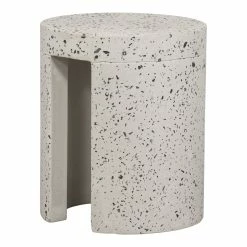 MOES DECO WHITE TERRAZZO OUTDOOR STOOL Accent + End Tables