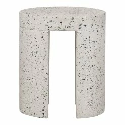 MOES DECO WHITE TERRAZZO OUTDOOR STOOL Accent + End Tables