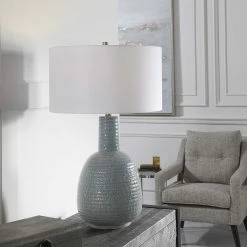 UTTERMOST DELTA AQUA GLAZE CERAMIC LAMP