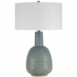 UTTERMOST DELTA AQUA GLAZE CERAMIC LAMP