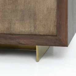 FOUR HANDS ENZO DARK WALNUT + BRASS CLAD SIDEBOARD Storage + Shelves + Media