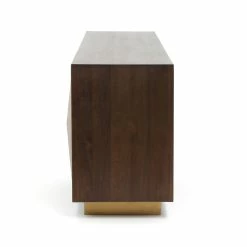 FOUR HANDS ENZO DARK WALNUT + BRASS CLAD SIDEBOARD Storage + Shelves + Media