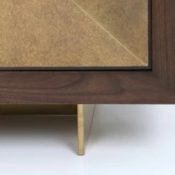 FOUR HANDS ENZO DARK WALNUT + BRASS CLAD SIDEBOARD Storage + Shelves + Media
