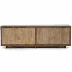 FOUR HANDS ENZO DARK WALNUT + BRASS CLAD SIDEBOARD Storage + Shelves + Media
