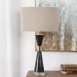 UTTERMOST EROS BLACK MARBLE OVAL TABLE LAMP