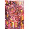 L ART "TRAVELING THROUGH EDEN" CANVAS ART NEON PINK PLEXIBOX