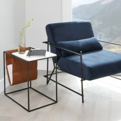 MOES WHITE MARBLE + SADDLE SLING MAG TABLE Furniture