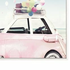 MOES Wall Art "BEACH PARTY" FRAMED INK PRINT ON CANVAS