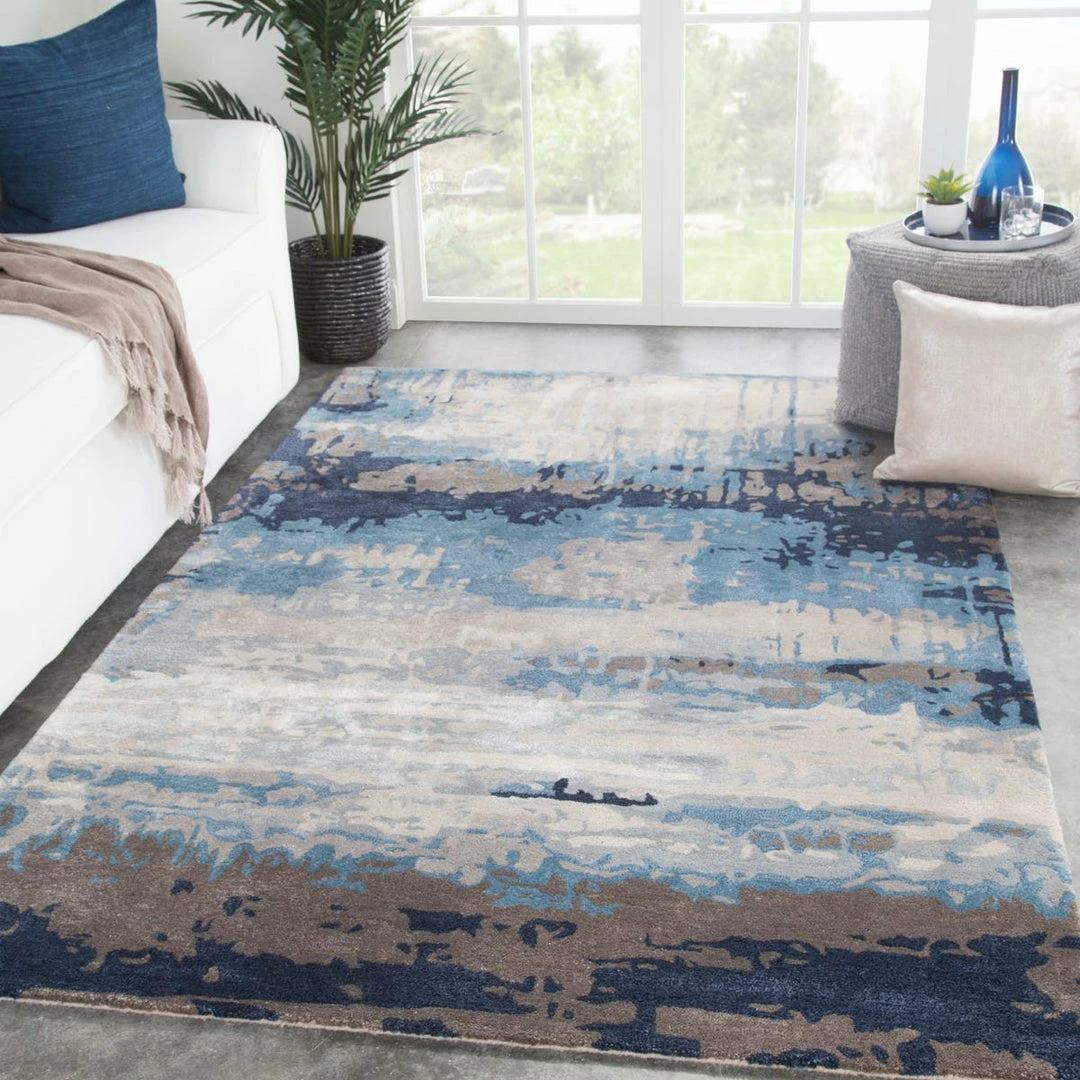 Best Sale ⭐ JAIPUR BENA WOOL + VISCOSE RUG: BLUE, STONE ⭐ 2 JAIPUR BENA WOOL + VISCOSE RUG: BLUE, STONE