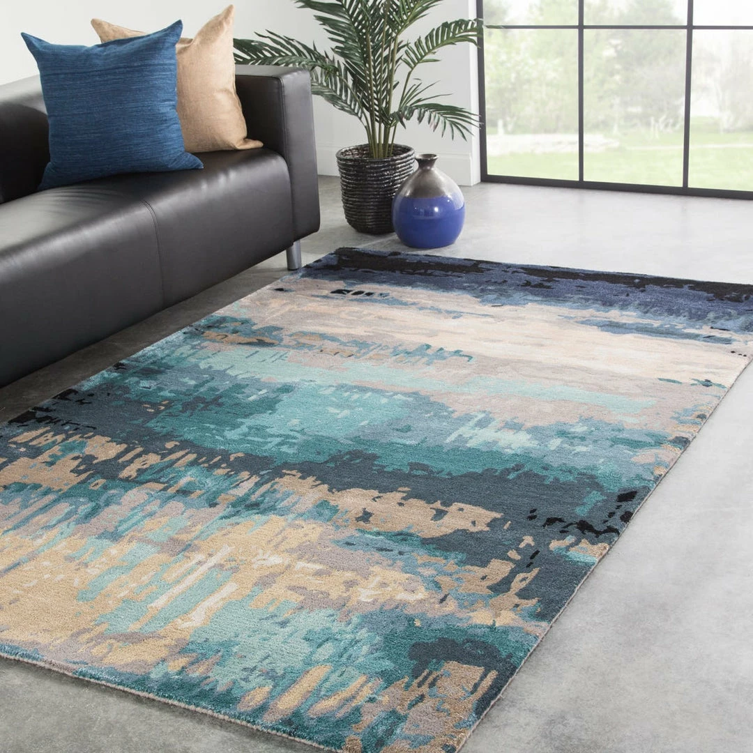 Brand new π JAIPUR BENA WOOL + VISCOSE RUG: NAVY, TEAL π₯° 2 JAIPUR BENA WOOL + VISCOSE RUG: NAVY, TEAL