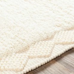 SURYA HAGUE PLUSH WOOL BORDER RUG: CREAM
