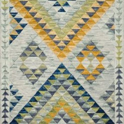 LOLOI HALLU 07 HOOKED WOOL RUG: BLUE, GREEN MULTI