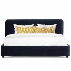 MOES HAVANA NAVY VELVET UPHOLSTERED PLATFORM BED Furniture
