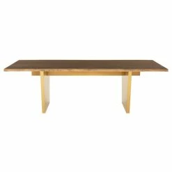 NUEVO Kitchen + Dining AIDEN SEARED OAK + GOLD LIVE EDGE DINING TABLE
