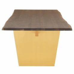 NUEVO Kitchen + Dining AIDEN SEARED OAK + GOLD LIVE EDGE DINING TABLE