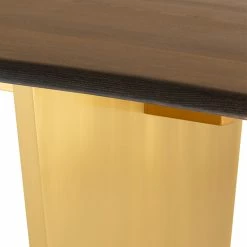 NUEVO Kitchen + Dining AIDEN SEARED OAK + GOLD LIVE EDGE DINING TABLE