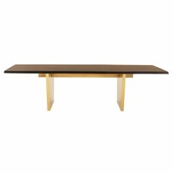 NUEVO Kitchen + Dining AIDEN SEARED OAK + GOLD LIVE EDGE DINING TABLE