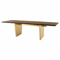 NUEVO Kitchen + Dining AIDEN SEARED OAK + GOLD LIVE EDGE DINING TABLE