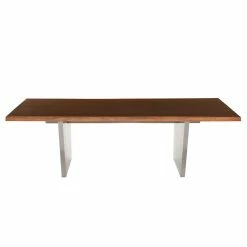 NUEVO AIDEN SEARED OAK + STEEL LIVE EDGE DINING TABLE Kitchen + Dining