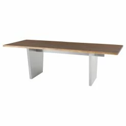 NUEVO AIDEN SEARED OAK + STEEL LIVE EDGE DINING TABLE Kitchen + Dining