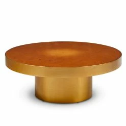 URBIA LARA BRASS & OAK BURL COFFEE TABLE