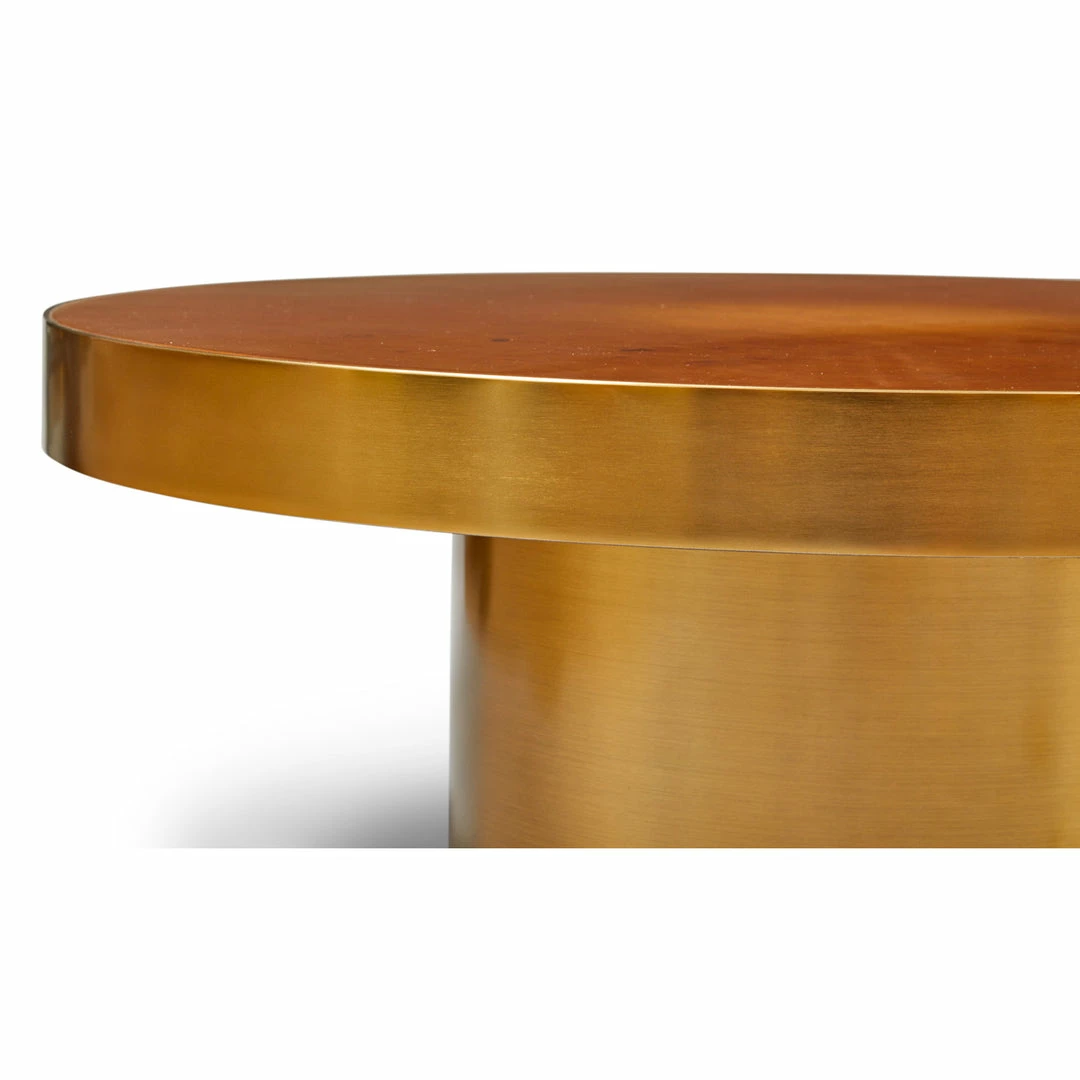 Brand new π URBIA LARA BRASS & OAK BURL COFFEE TABLE 𧨠4 URBIA LARA BRASS & OAK BURL COFFEE TABLE