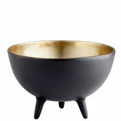 CYAN INCA BLACK + GOLD ALUMINUM BOWLS