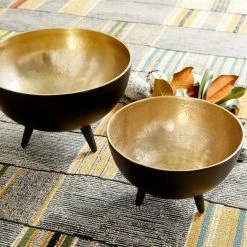 CYAN INCA BLACK + GOLD ALUMINUM BOWLS
