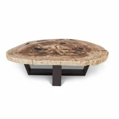 URBIA VALERIE PETRIFIED WOOD SLICE COFFEE TABLE: LIGHT Furniture
