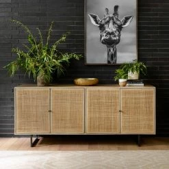 FOUR HANDS CARMEL NATURAL MANGO WOOD + CANE SIDEBOARD