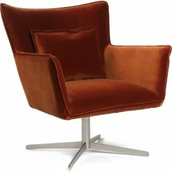 FOUR HANDS Living Room JACOB RUST VELVET SWIVEL CHAIR