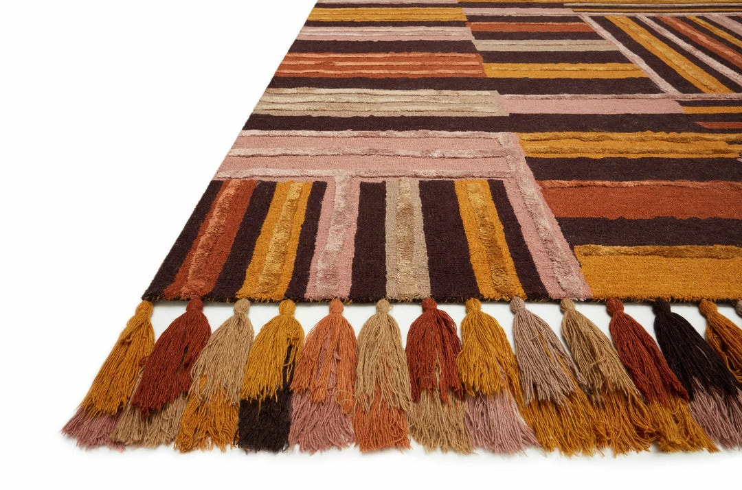 Cheapest ๐ LOLOI JAMILA WOOL+VISCOSE TASSEL RUG: SPICE, BORDEAUX ๐ 4 LOLOI JAMILA WOOL+VISCOSE TASSEL RUG: SPICE, BORDEAUX