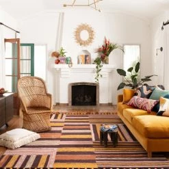 LOLOI JAMILA WOOL+VISCOSE TASSEL RUG: SPICE, BORDEAUX