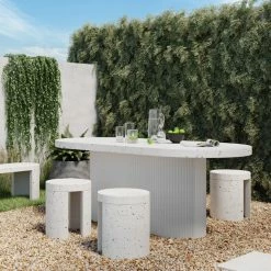 MOES DECO WHITE TERRAZZO OUTDOOR DINING TABLE