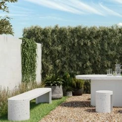 Cheapest ๐งจ MOES DECO WHITE TERRAZZO OUTDOOR DINING BENCH โค๏ธ 11 MOES DECO WHITE TERRAZZO OUTDOOR DINING BENCH